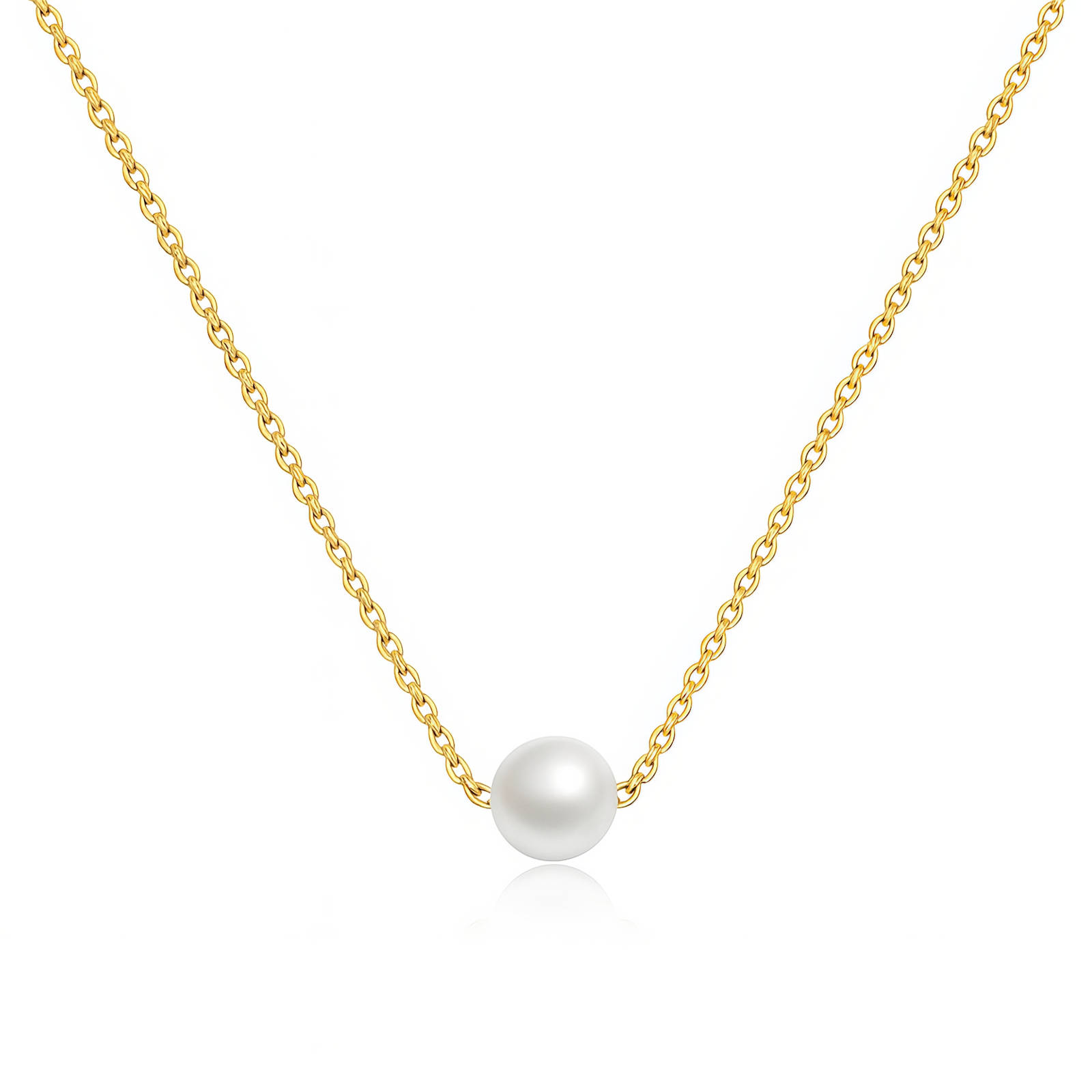 Gold Pearl Pendant Necklace