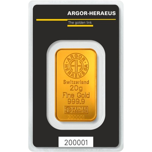 Lingote de oro 20g Argor-Heraeus