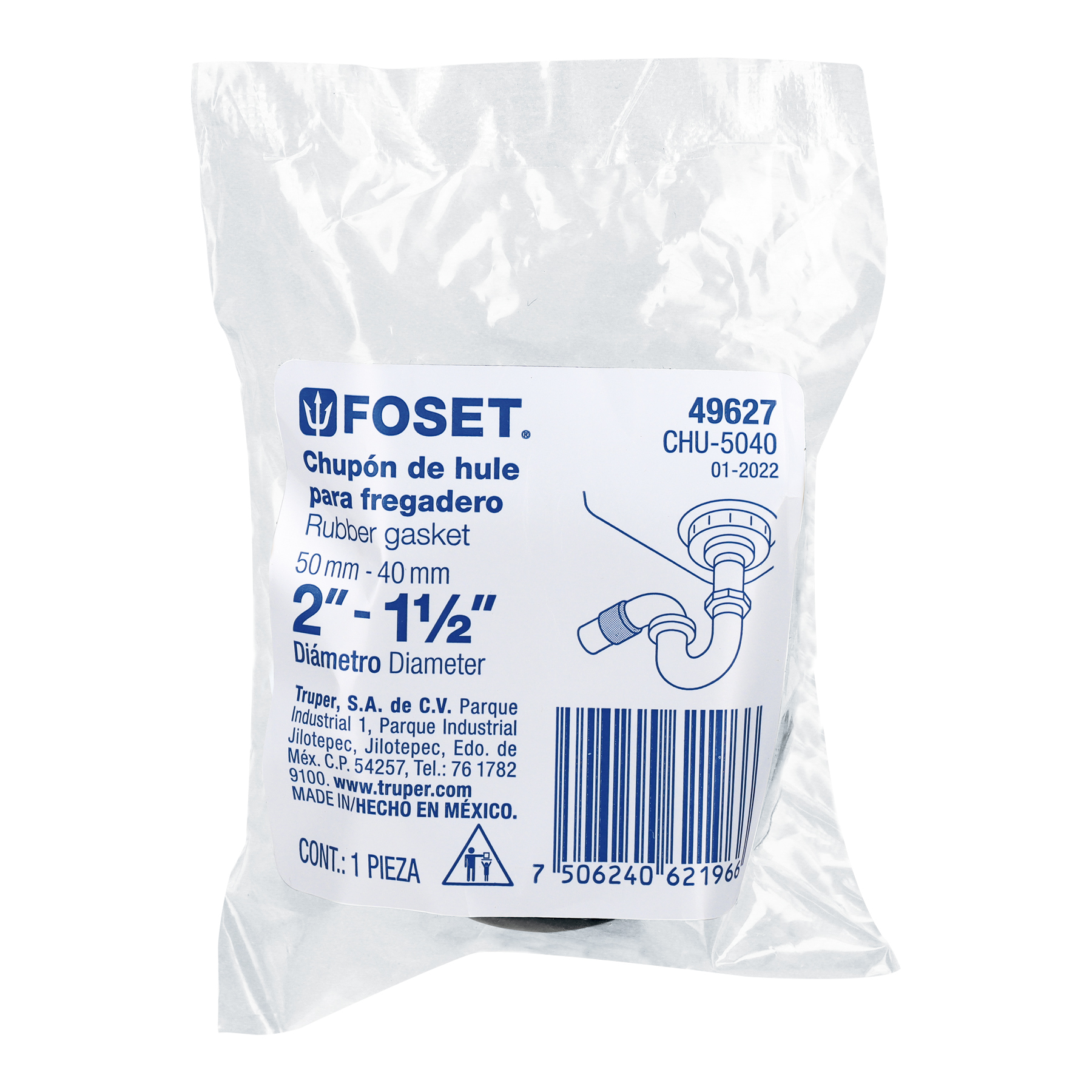 Chupón de hule para fregadero Foset 49627