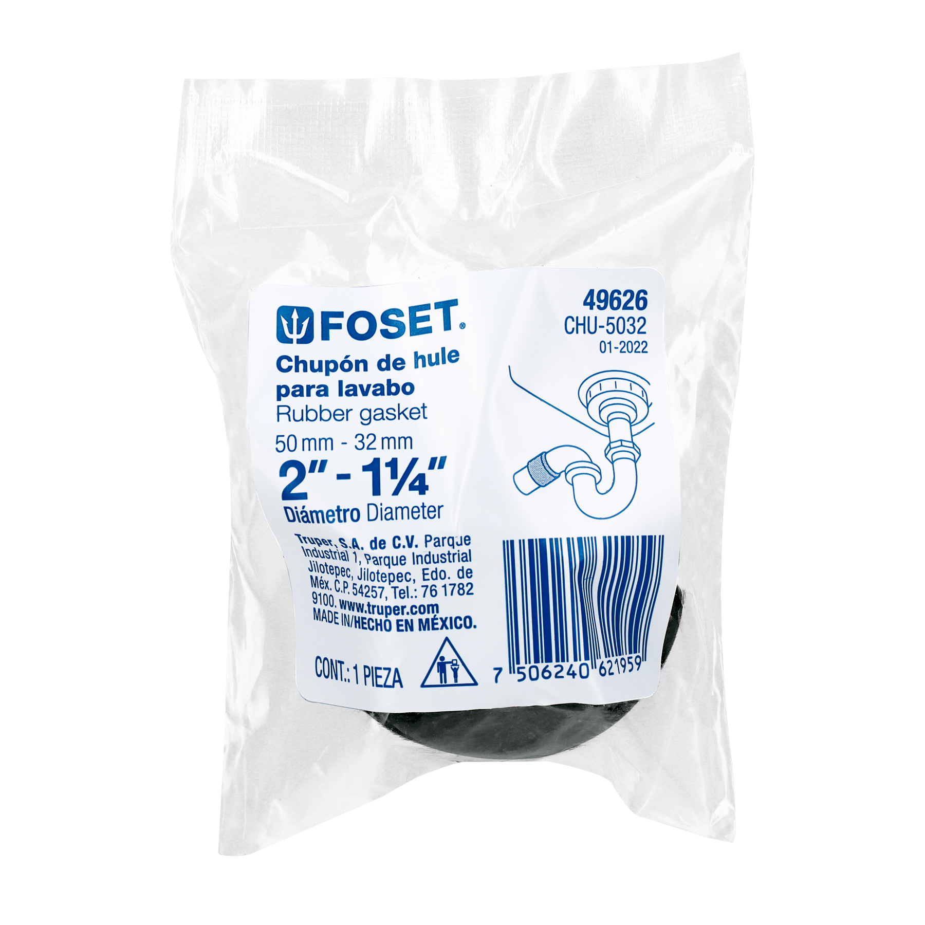 Chupón de hule para lavabo 49626