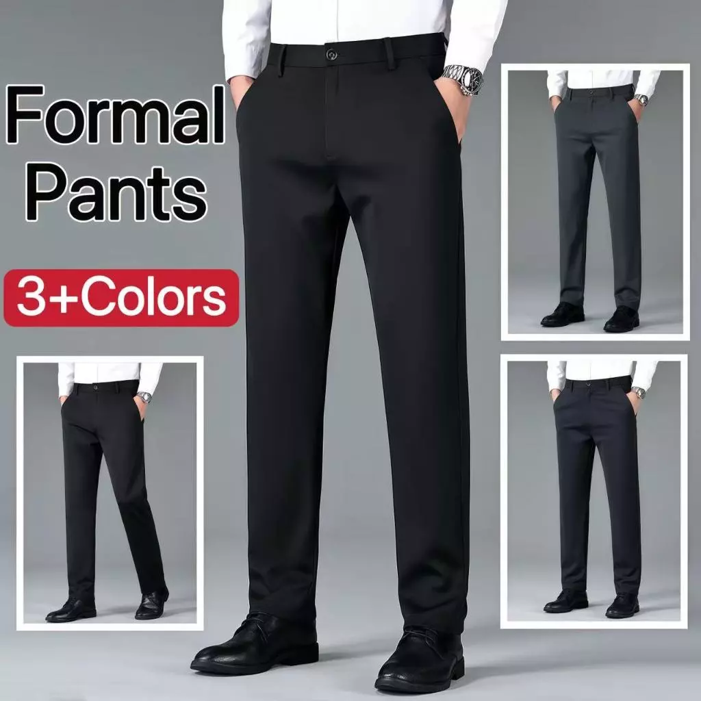 Men's Formal Pants Office Straight Loose Long Trousers Elastic Slacks Business Suit Pant High Quality Casual Pants