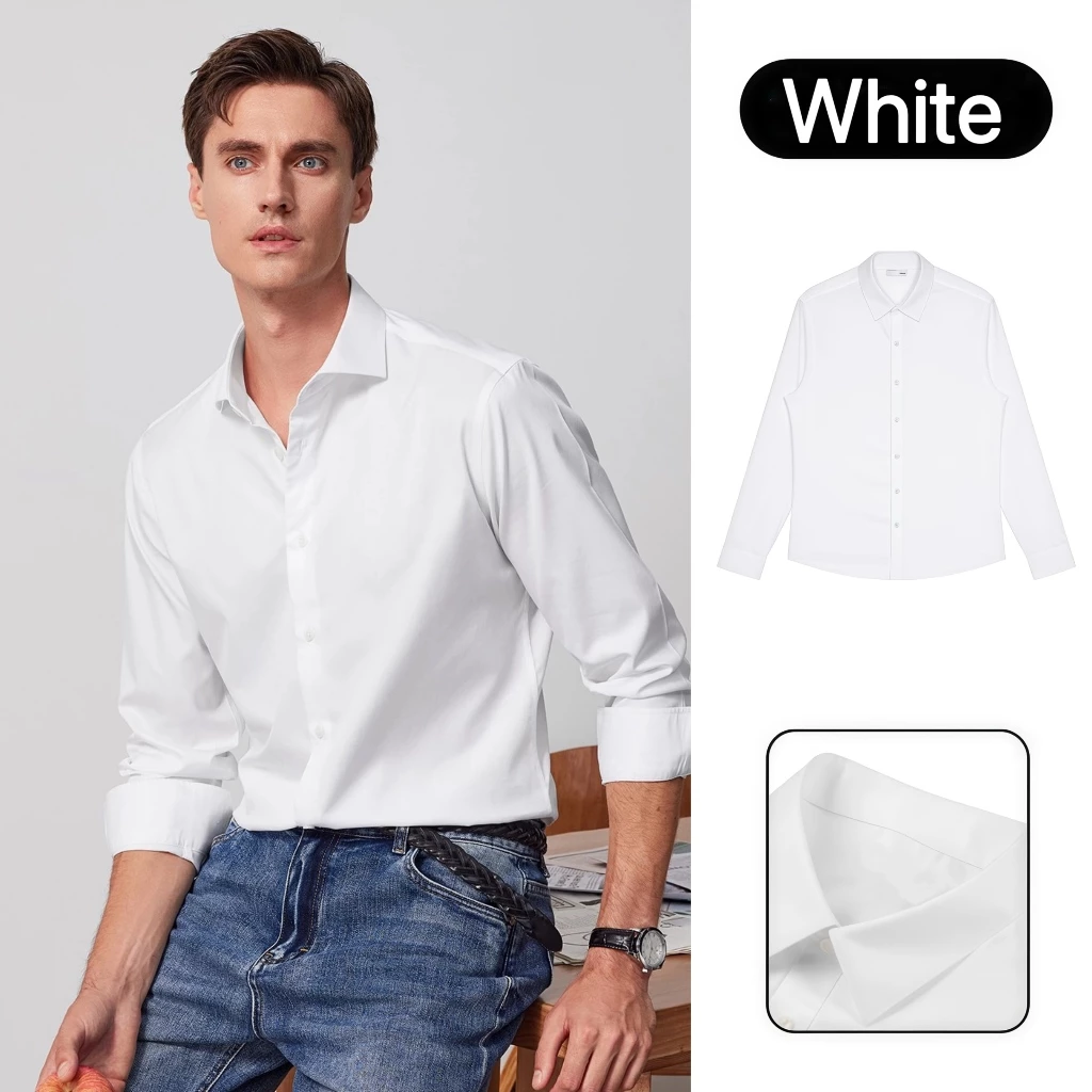 Long-sleeved Shirts Fashion Casual Baju Lelaki Slim Fit Kemeja Lelaki High quality Business Formal Lapel Knit Shirt