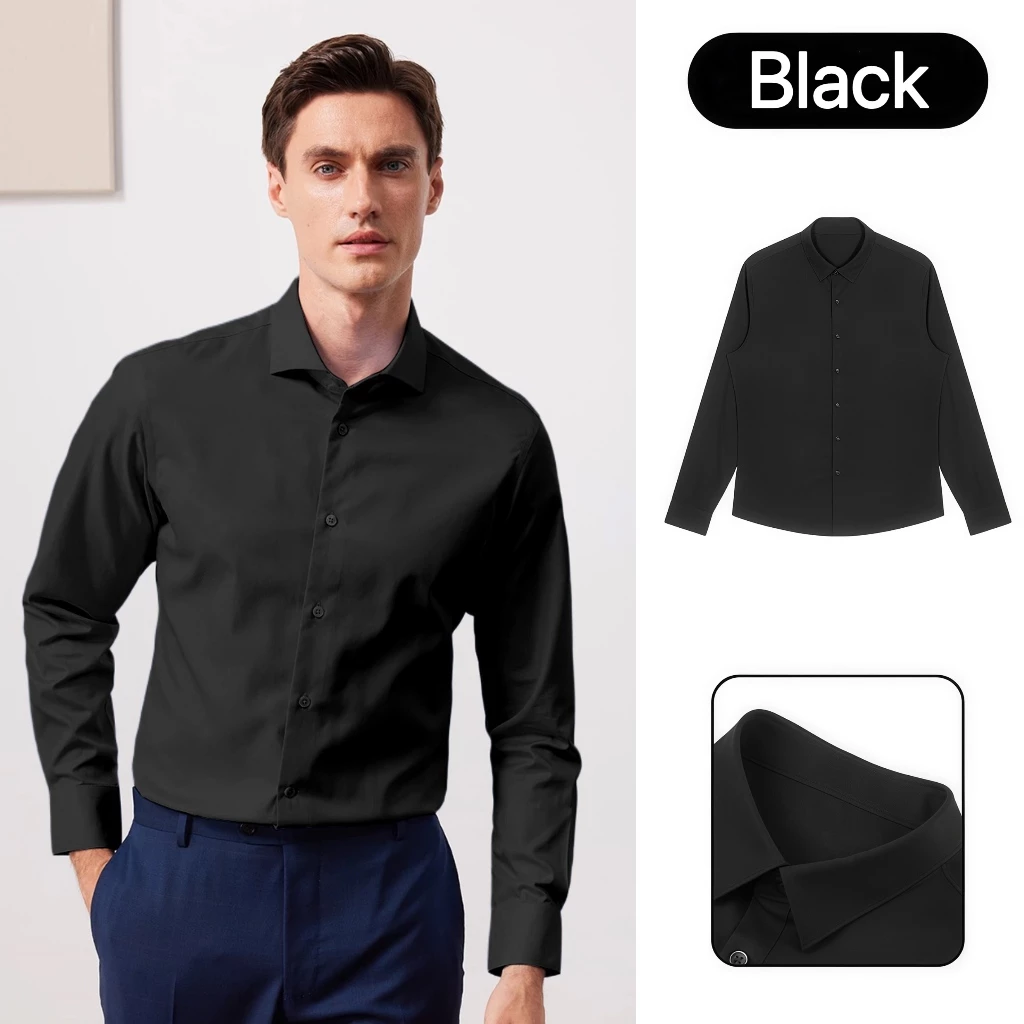 Long-sleeved Shirts Fashion Casual Baju Lelaki Slim Fit Kemeja Lelaki High quality Business Formal Lapel Knit Shirt