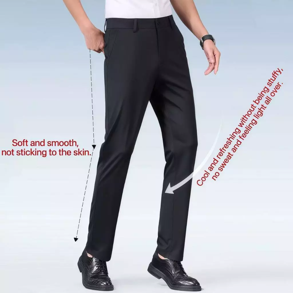 Men's Formal Pants Office Straight Loose Long Trousers Elastic Slacks Business Suit Pant High Quality Casual Pants