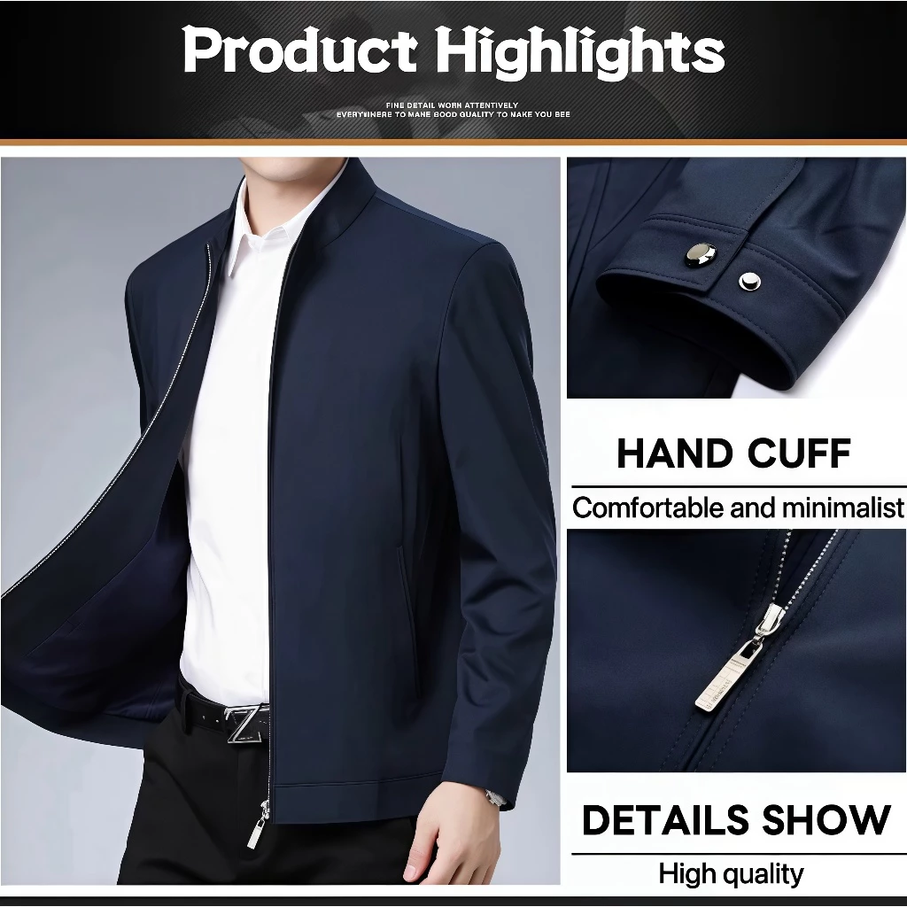 Men's Slim-Fit Korean Casual Bomber Jacket Good quality Zip Jacket Formal Look Classic Formal Jacket Business Jacket