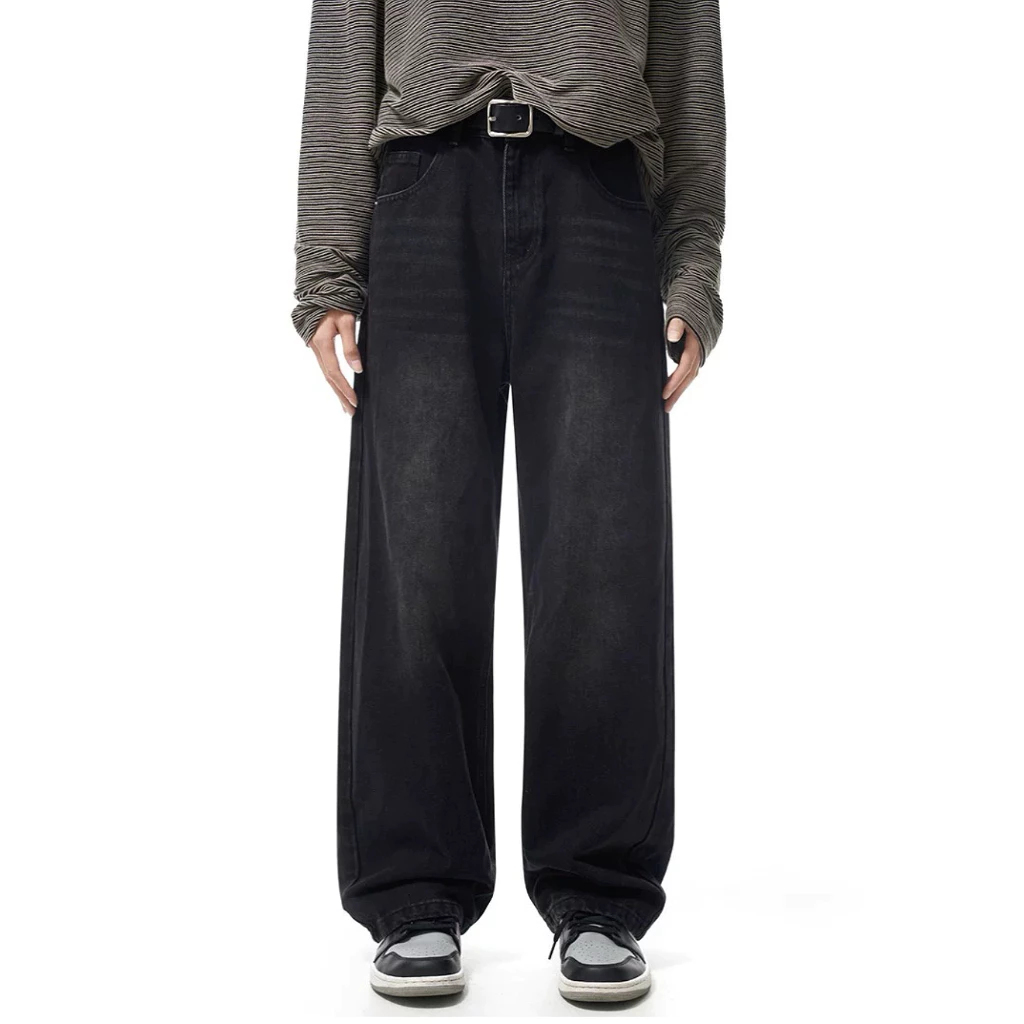 Denim jeans for men Korean style fashion retro loose straight pant Casual premium denim long trouser