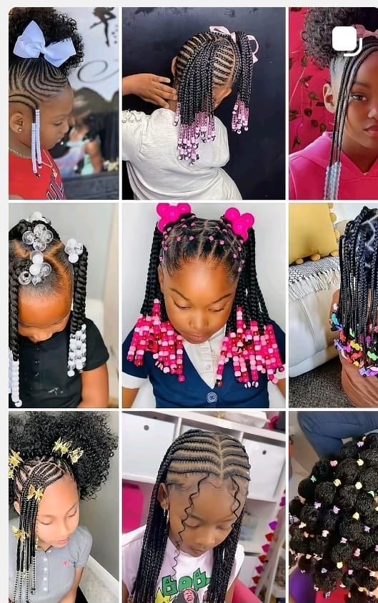 Tresses enfants perlées