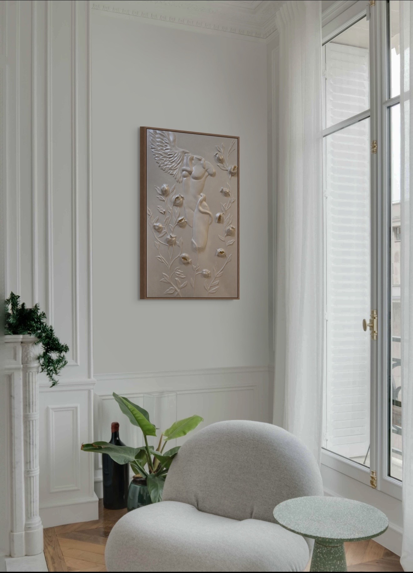 Angel & Blossoms Embossed Wall Art
