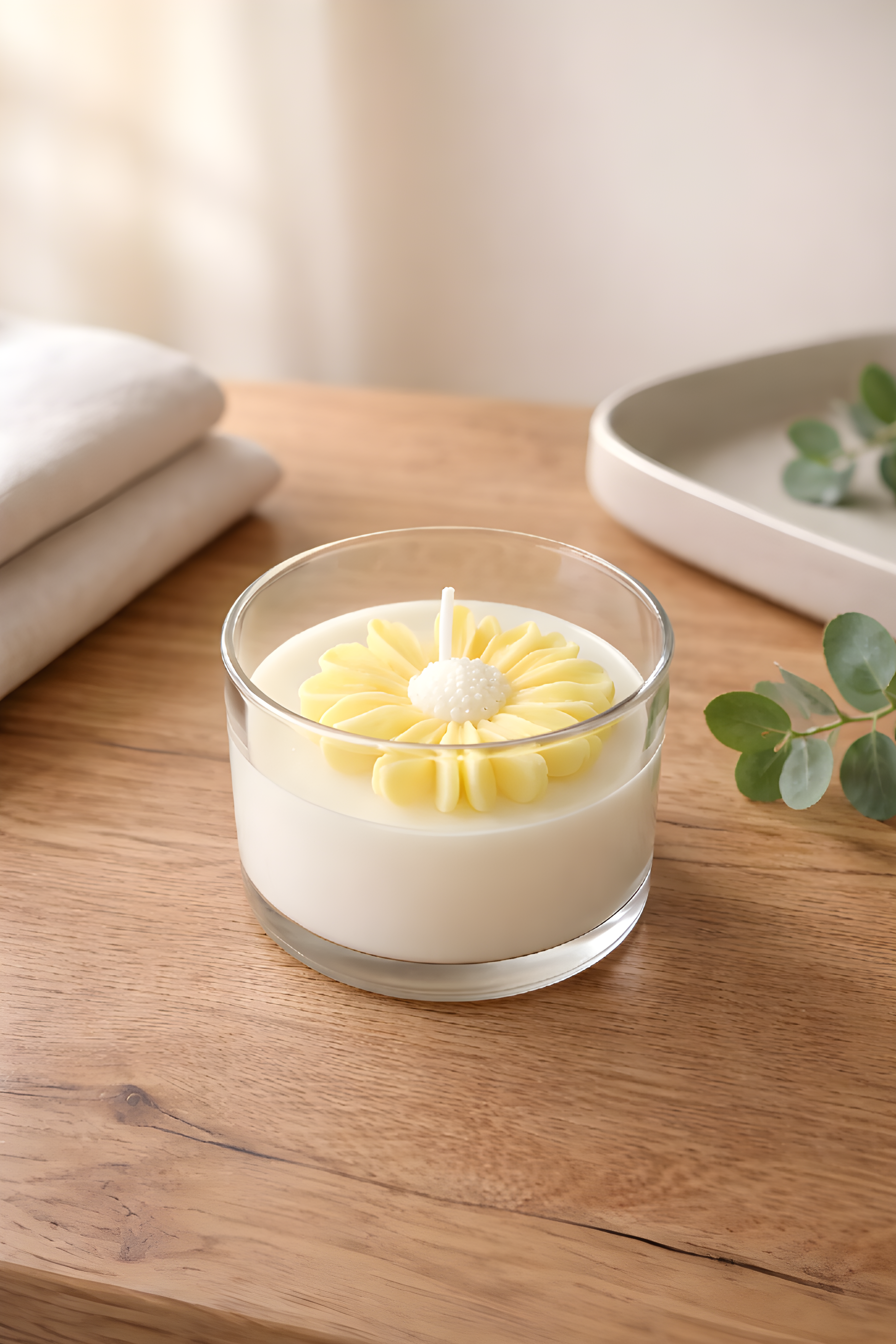 Bougie fleur en verre