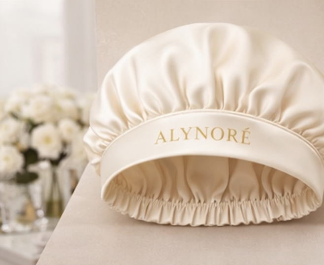 ALYNORÉ Signature Satin Sleep Bonnet – Champagne Luxury Edition
