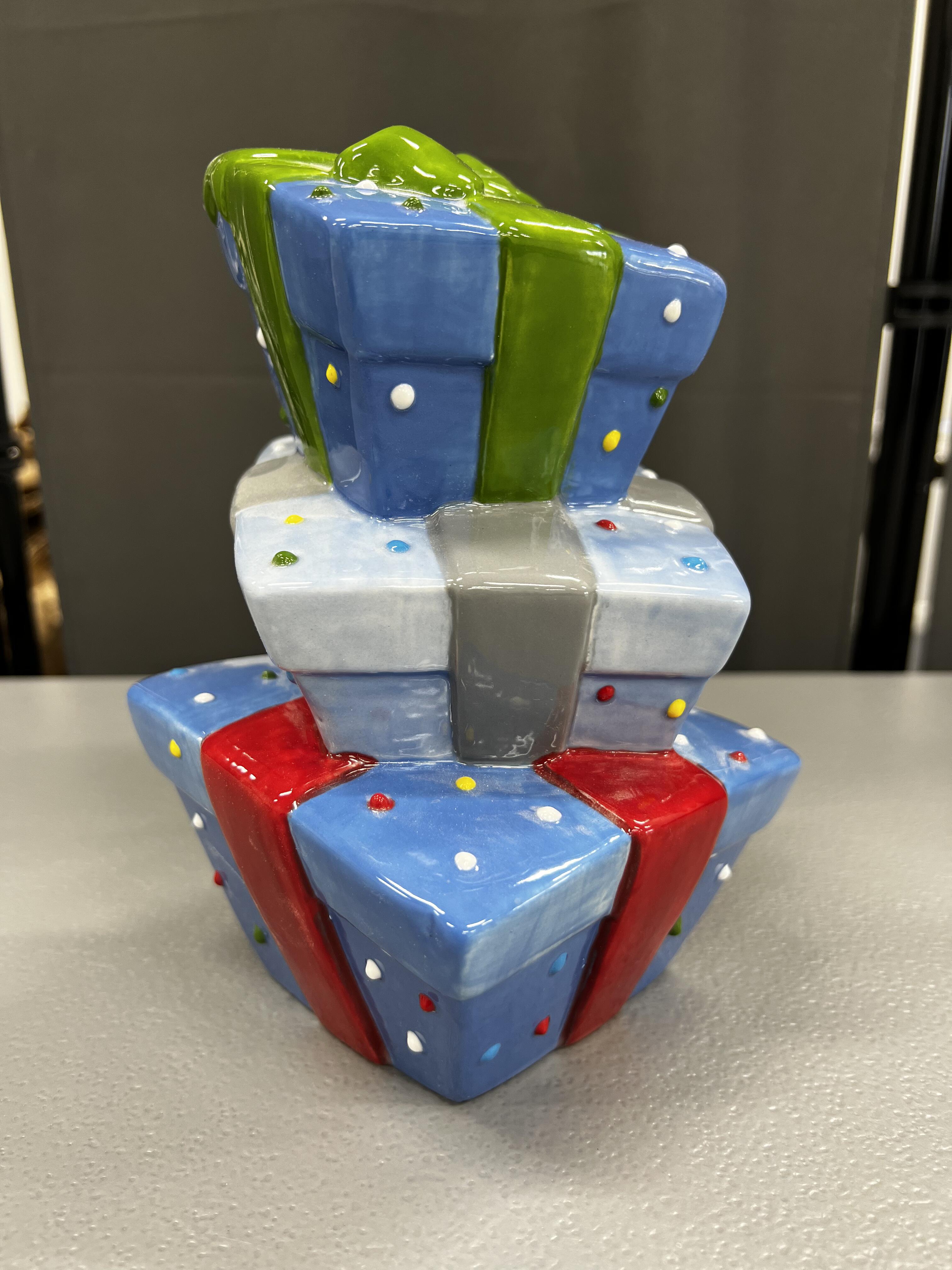 Stacked Gift Boxes Ceramic Figurine