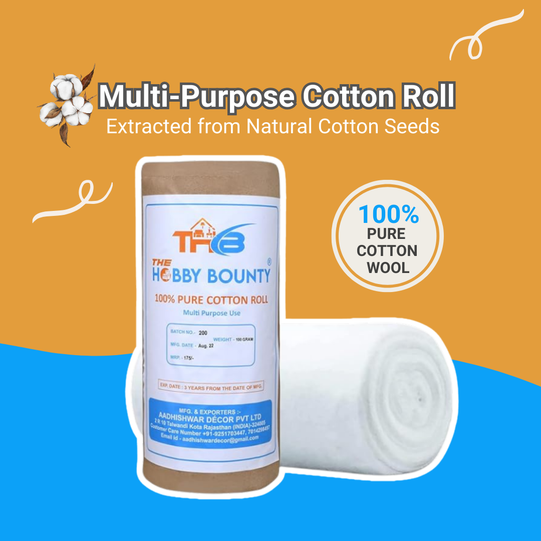 100% Pure Cotton Roll Undercast Padding Roll Soft and Absorbent Cotton Makeup Remover, Tear & Use Roll White Cotton roll for Art Projects Mask Making Craft
