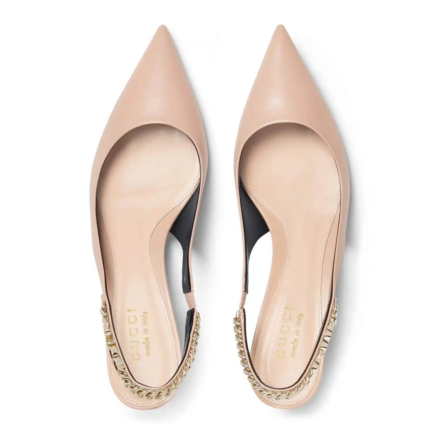 Beige Pointed Slingback Heels