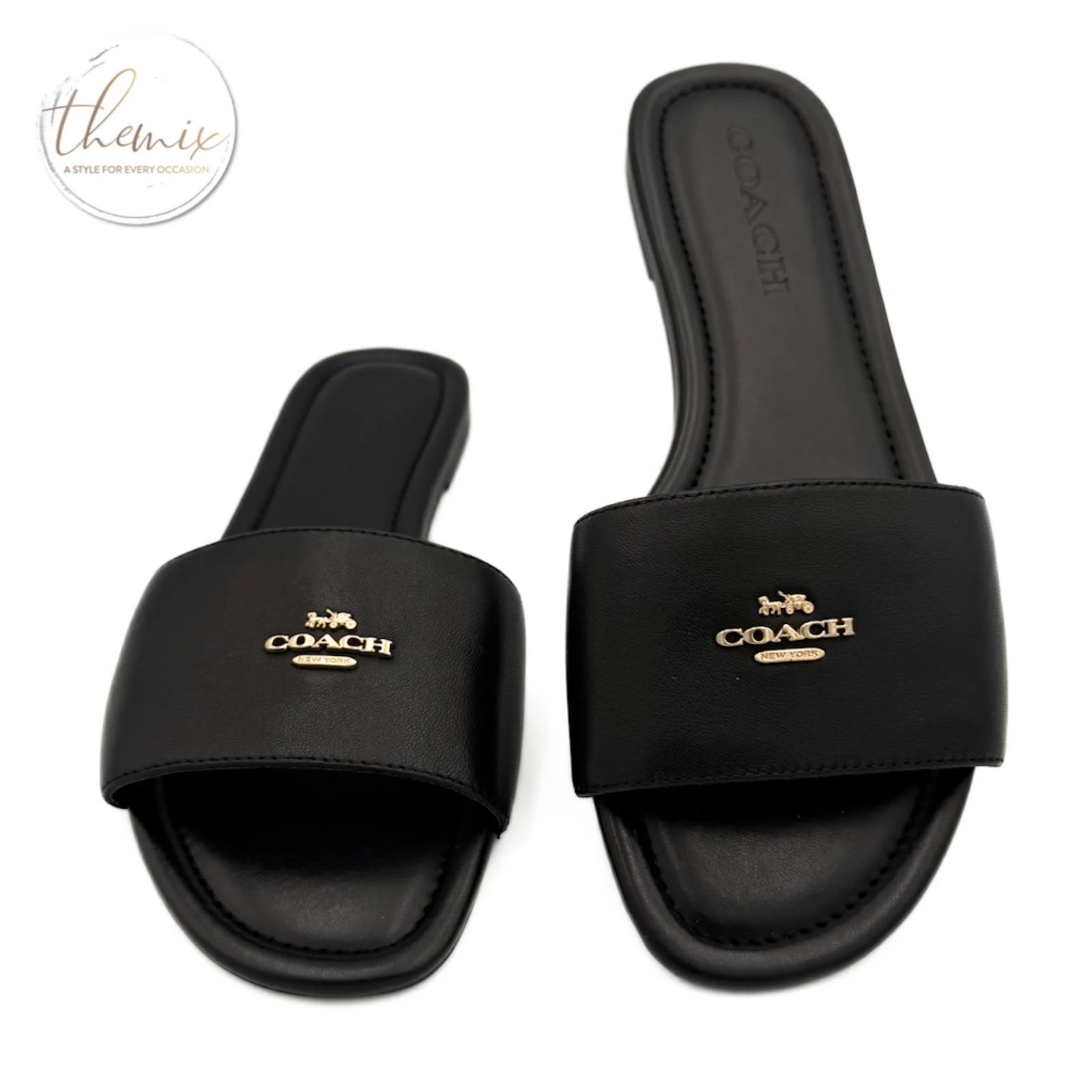 Coach Black Slide Sandals