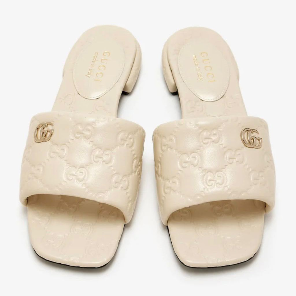 Gucci Embossed Leather Slides