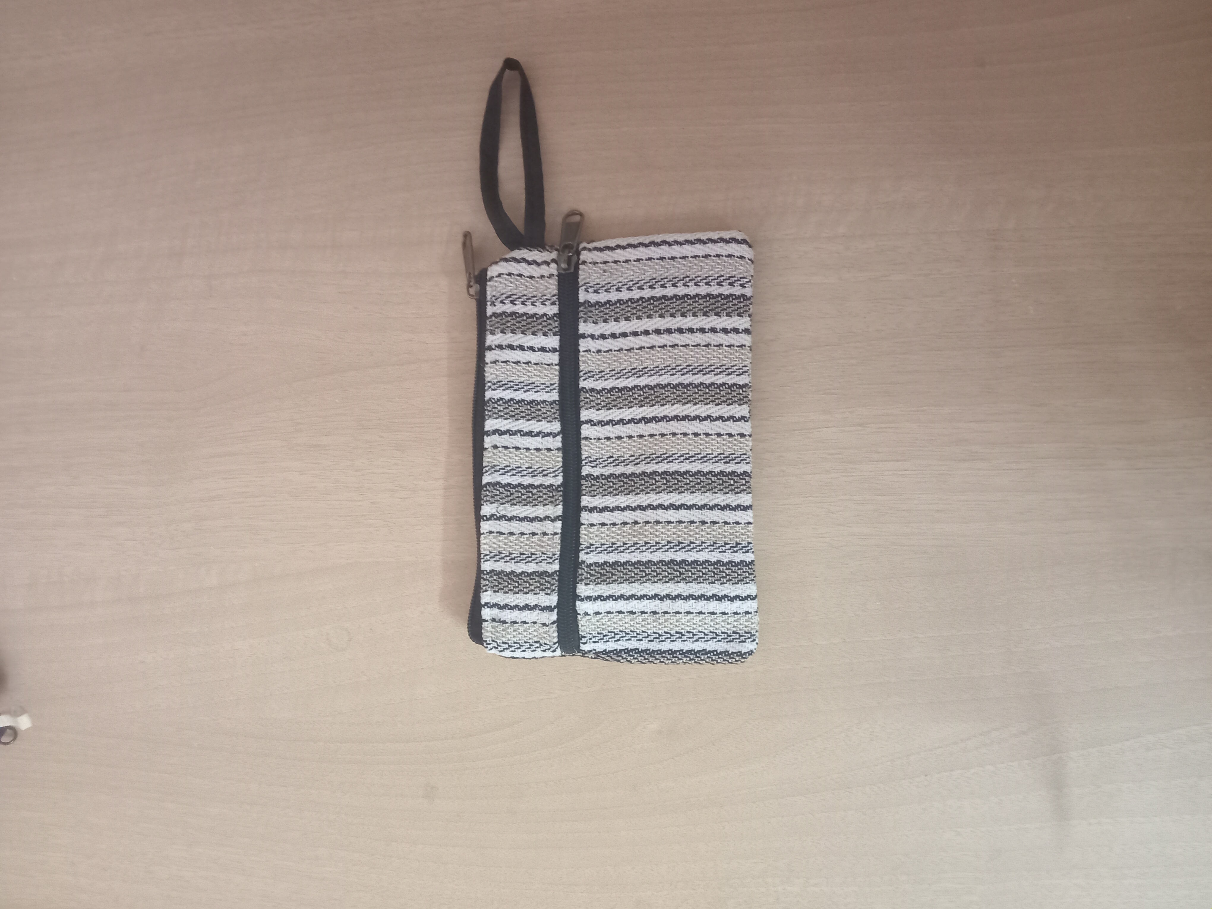 Striped Fabric Wristlet Pouch