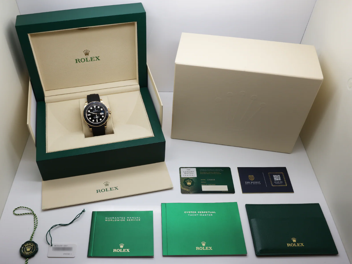 GENTS ROLEX YACHT-MASTER 42mm 226658 18ct YELLOW GOLD OYSTERFLEX STICKERS 