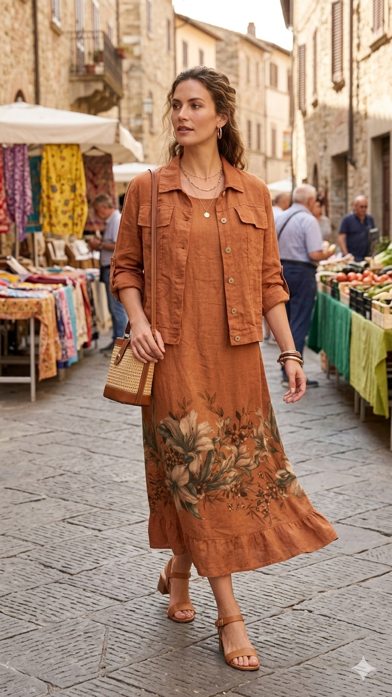 Abito Lino Floreale Donna