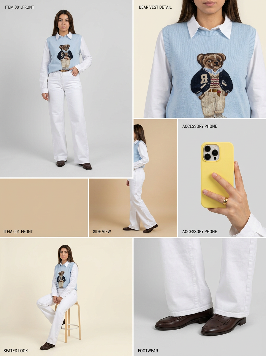 Gilet Polo Bear Azzurro 