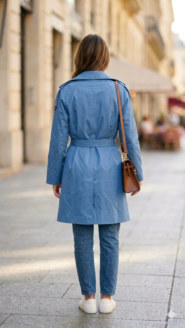 Trench Coat Azzurro Donna