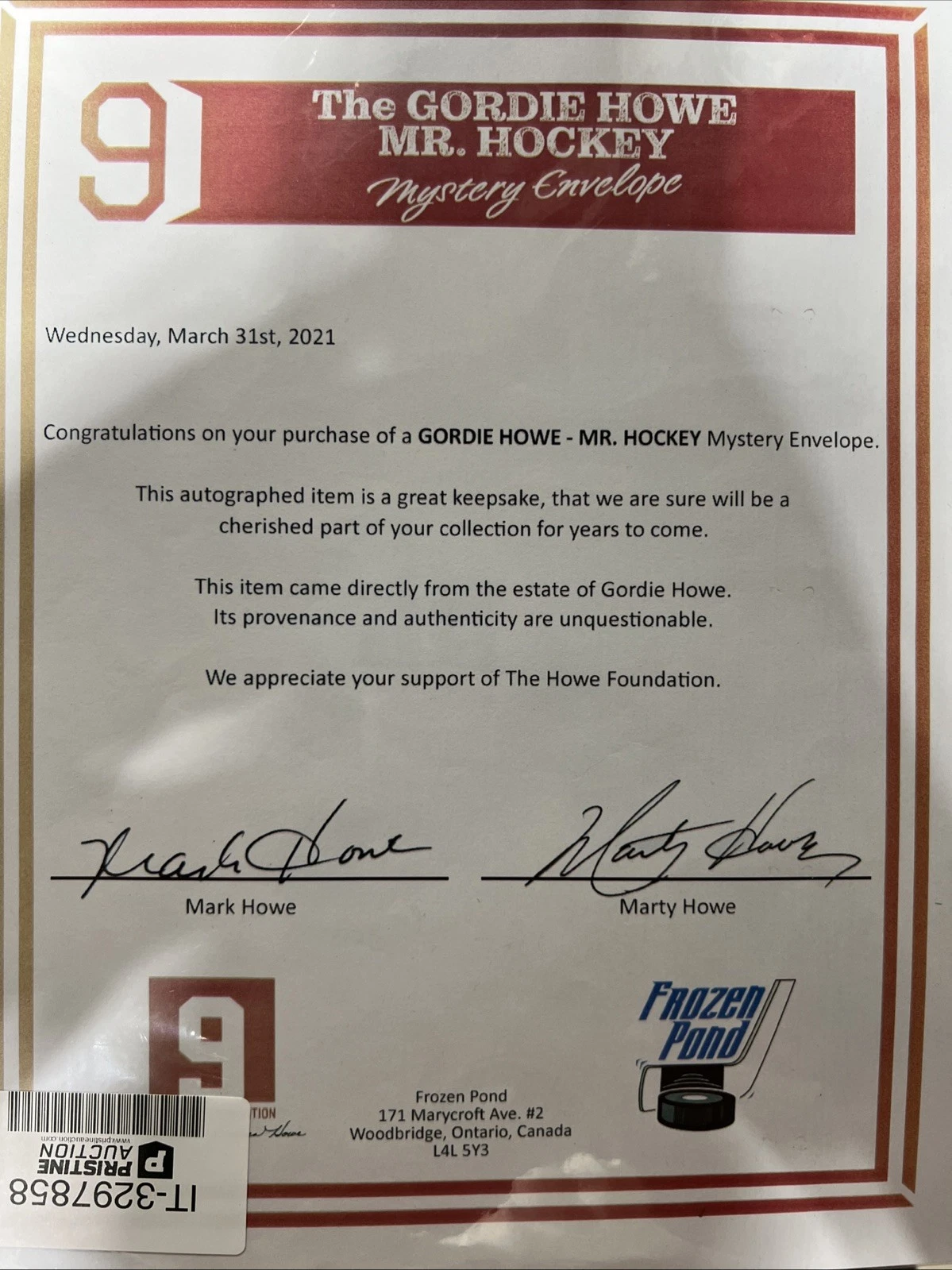 gordie howe signed 8x10 Photo Happy 80th Mr. Hockey LOA Frozen Pond