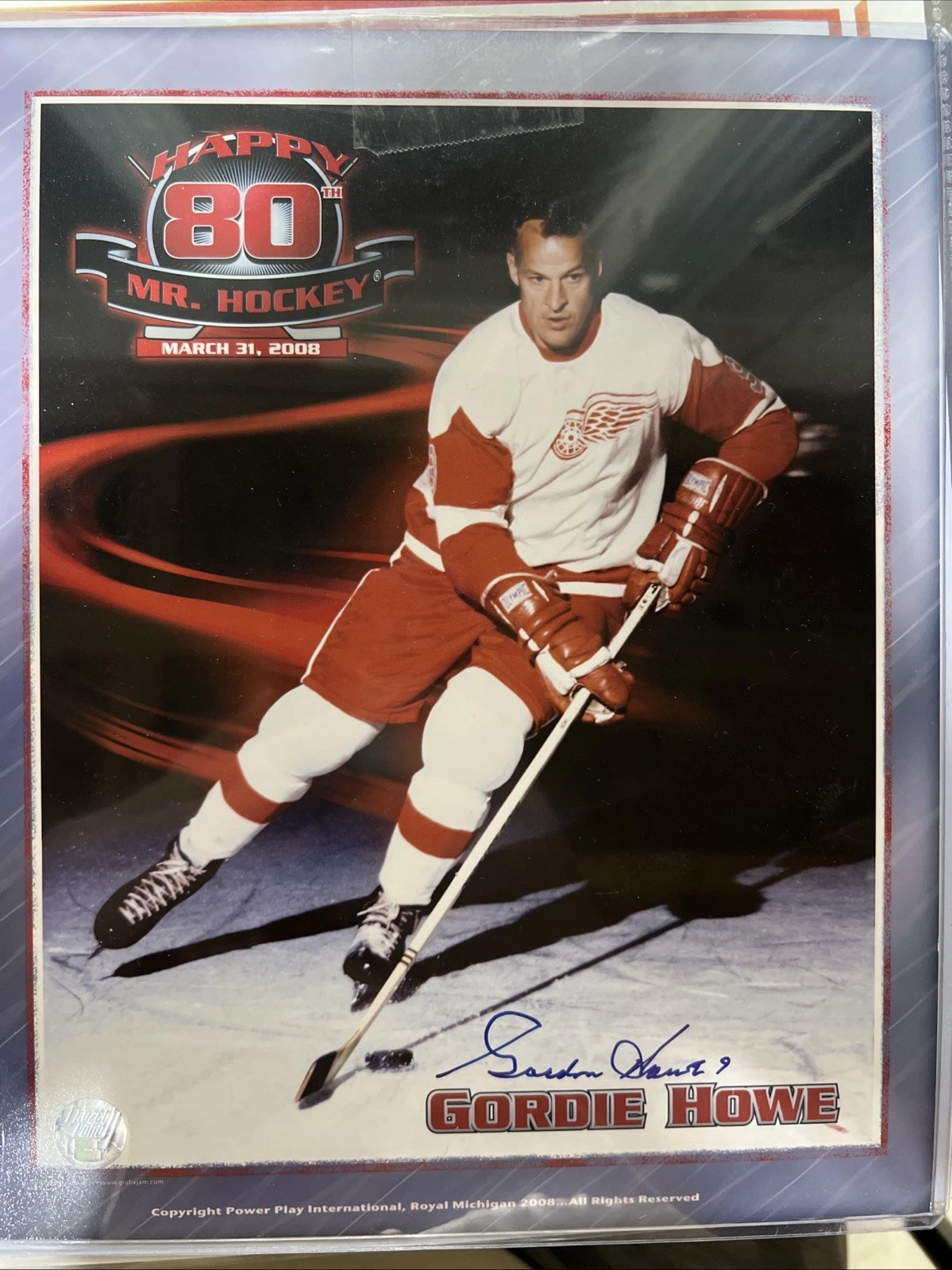 gordie howe signed 8x10 Photo Happy 80th Mr. Hockey LOA Frozen Pond