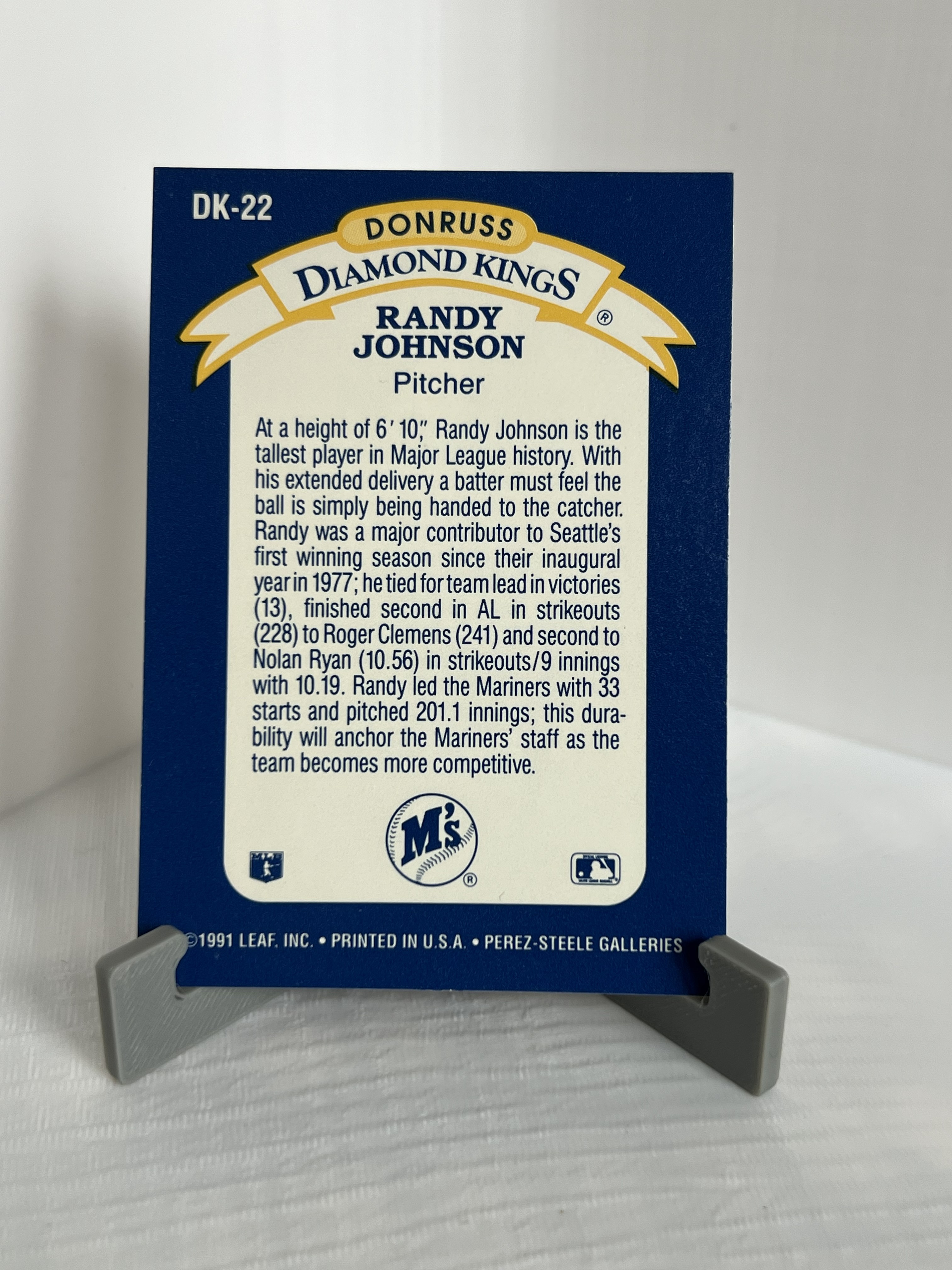 1991 Donruss Diamond Kings Baseball Randy Johnson