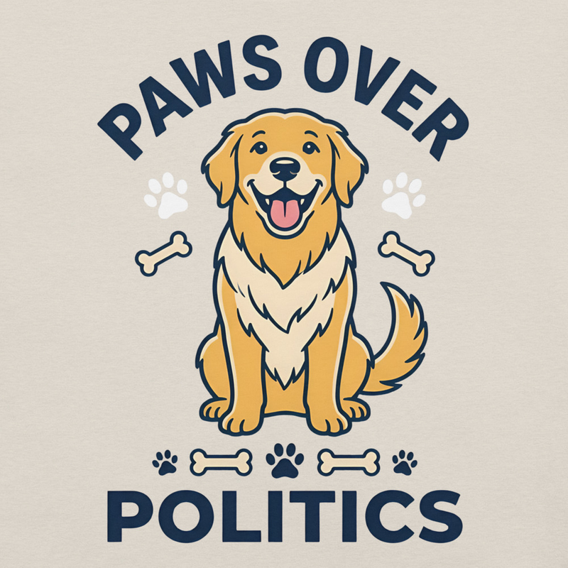 Paws Over Politics Funny Dog T-Shirt | Cute Dog Lover Gift | Unity Humor Tee