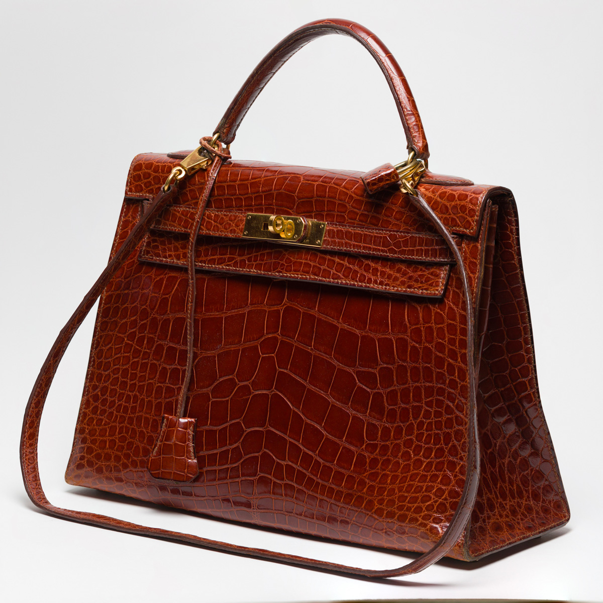 Sac Hermes Kelly 32 Crocodile Cognac