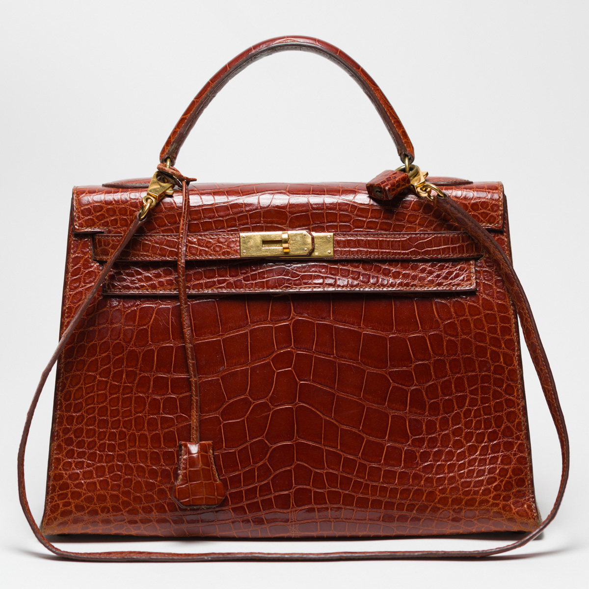 Sac Hermes Kelly 32 Crocodile Cognac