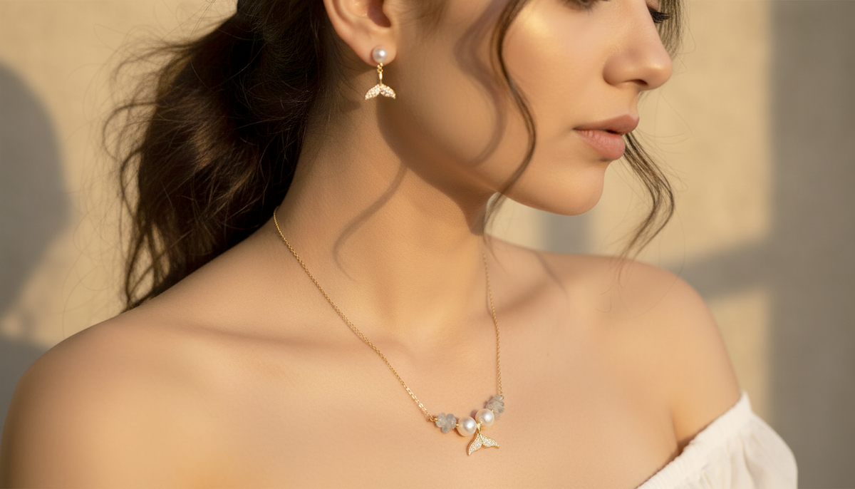 Necklace & Earring Set Whale Tail