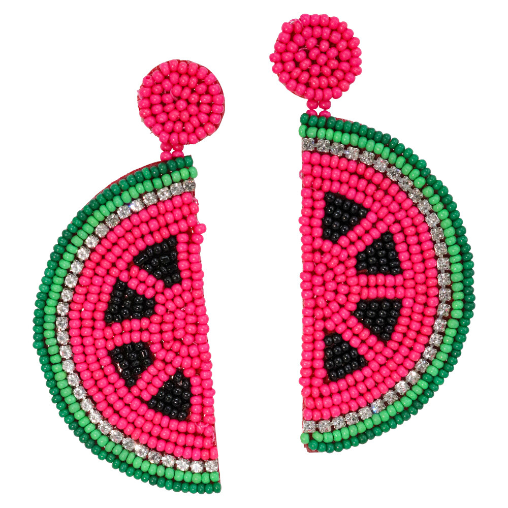 Earrings Watermelon Splice Beaded