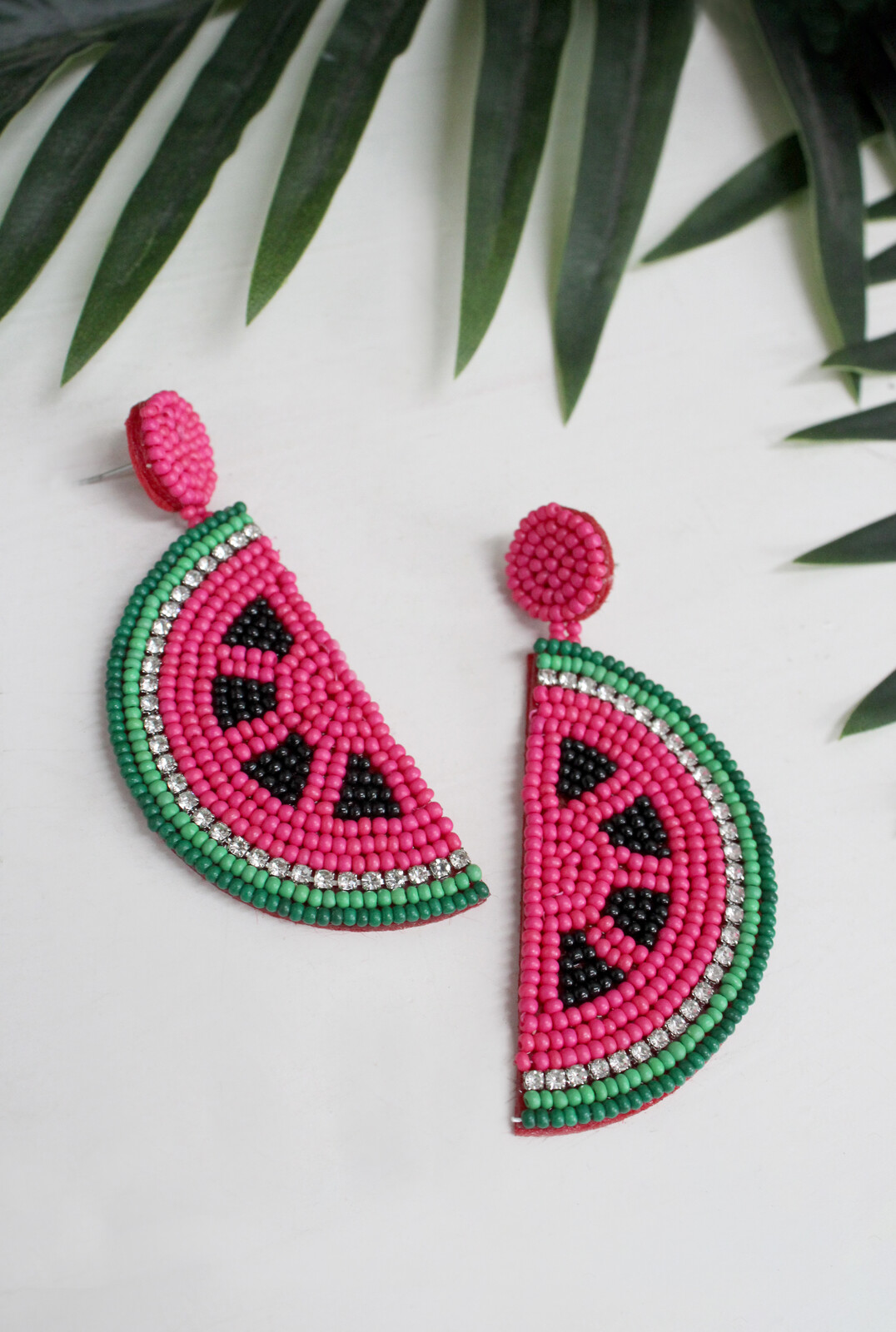 Earrings Watermelon Splice Beaded