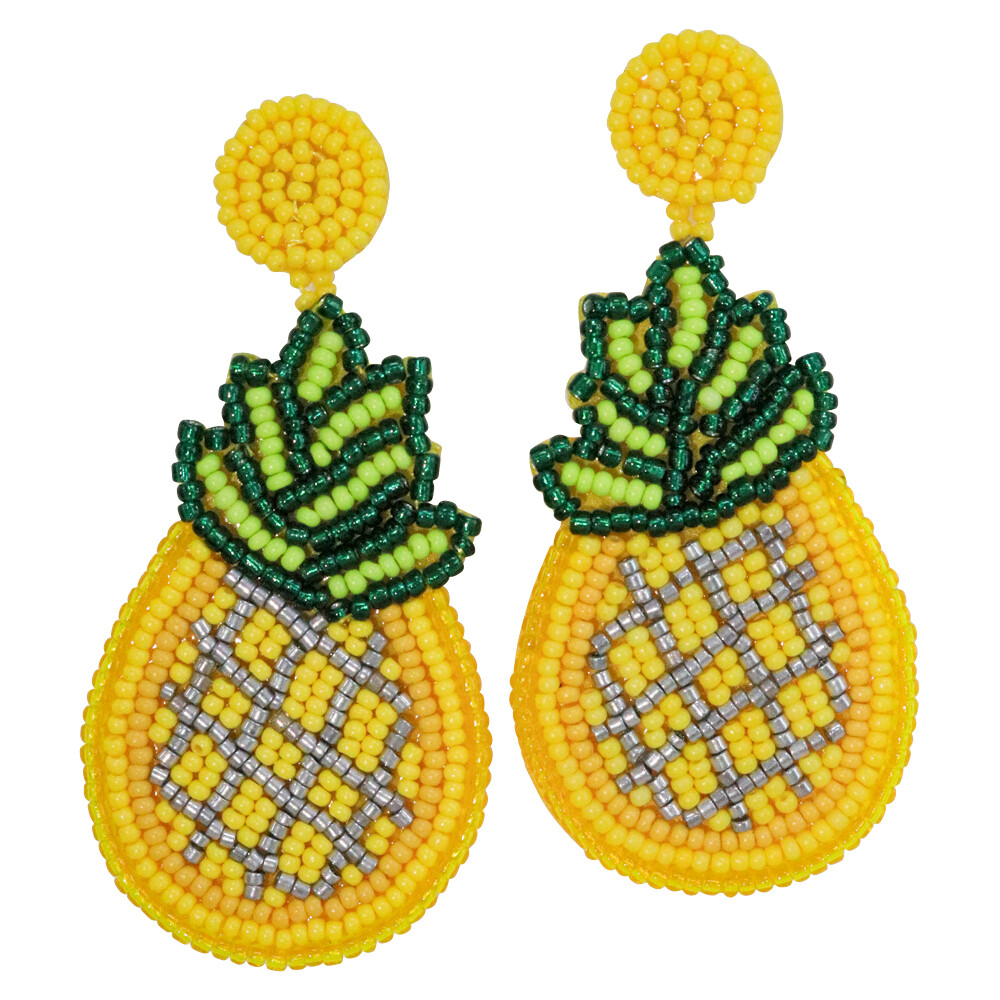 Earrings Pineapple Splash Beaded