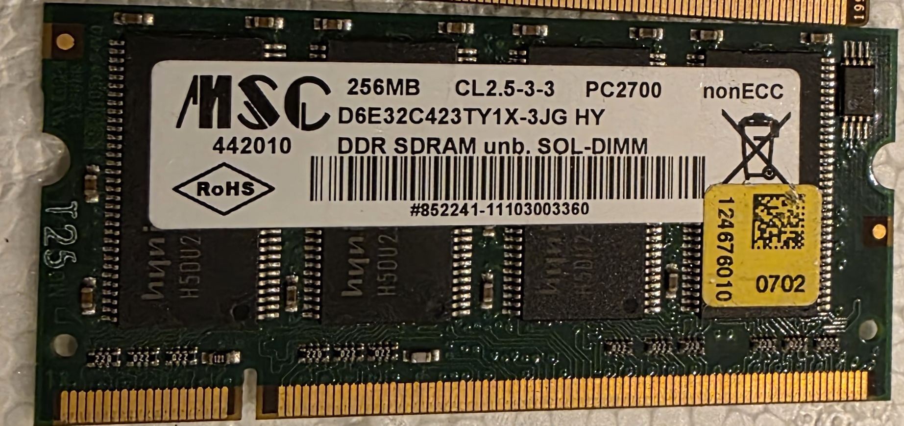 RAM SDRAM 256MB  PC 2700