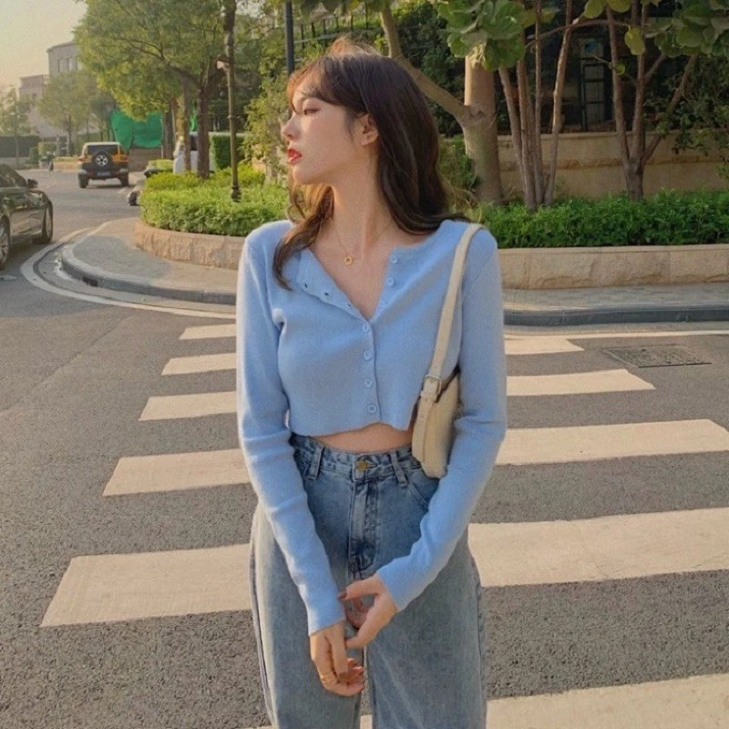 korean knitted longsleeve blouse / top / summer knitted jacket / crop top /sun protection top