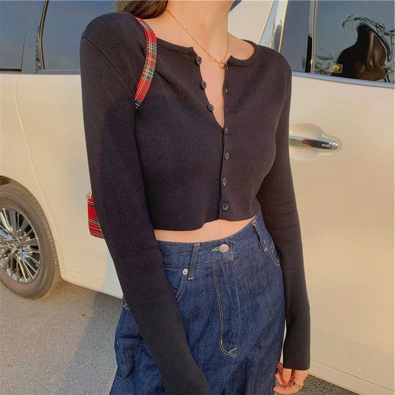 korean knitted longsleeve blouse / top / summer knitted jacket / crop top /sun protection top
