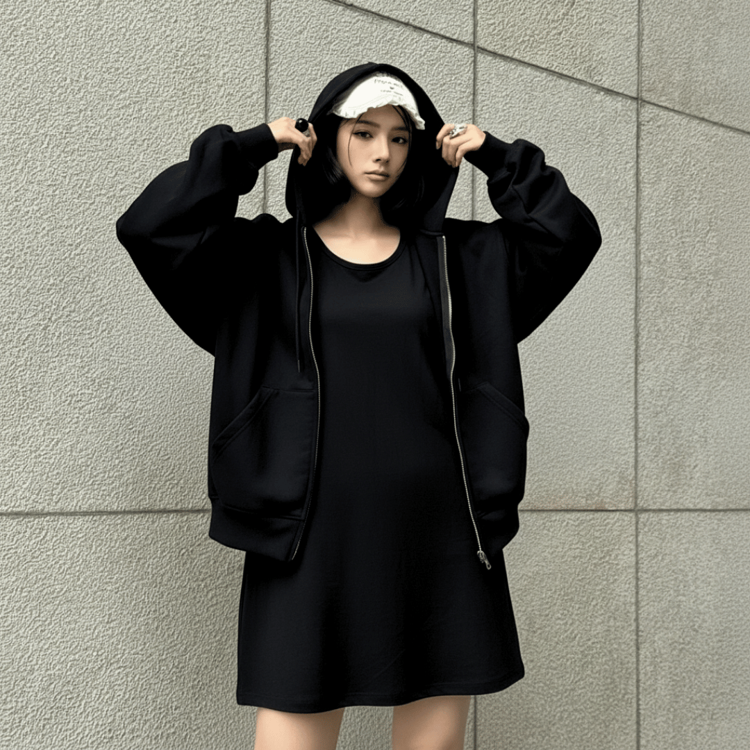 Oversized Black Hoodie Jacket
