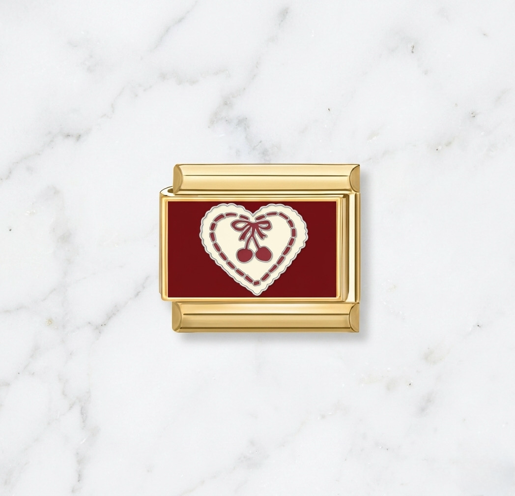 Charm Coeur Cerise Vintage