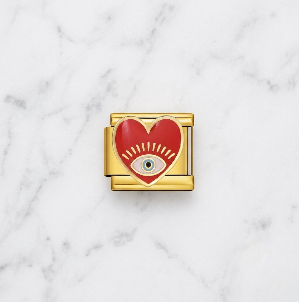 Charm Coeur et Œil Doré