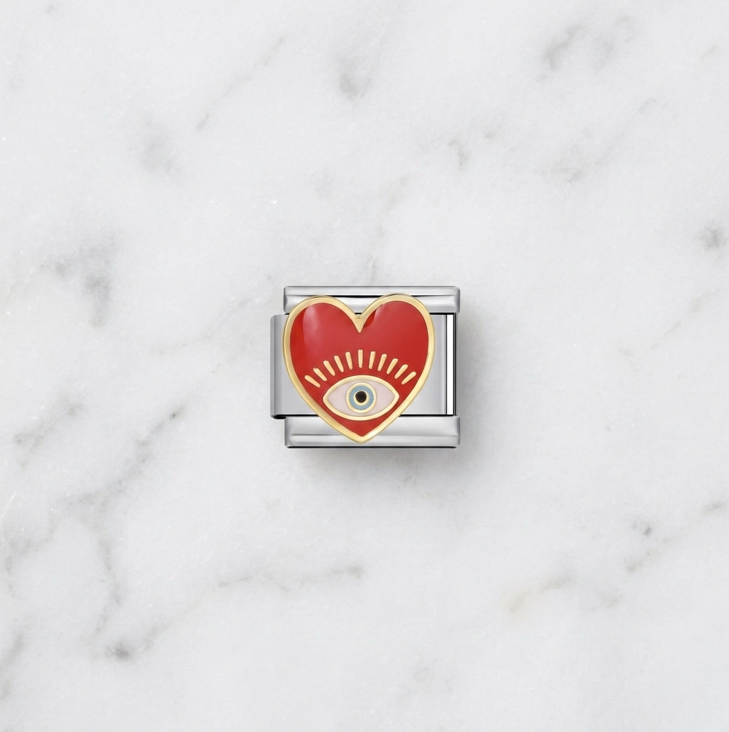 Charm Coeur Œil Argenté