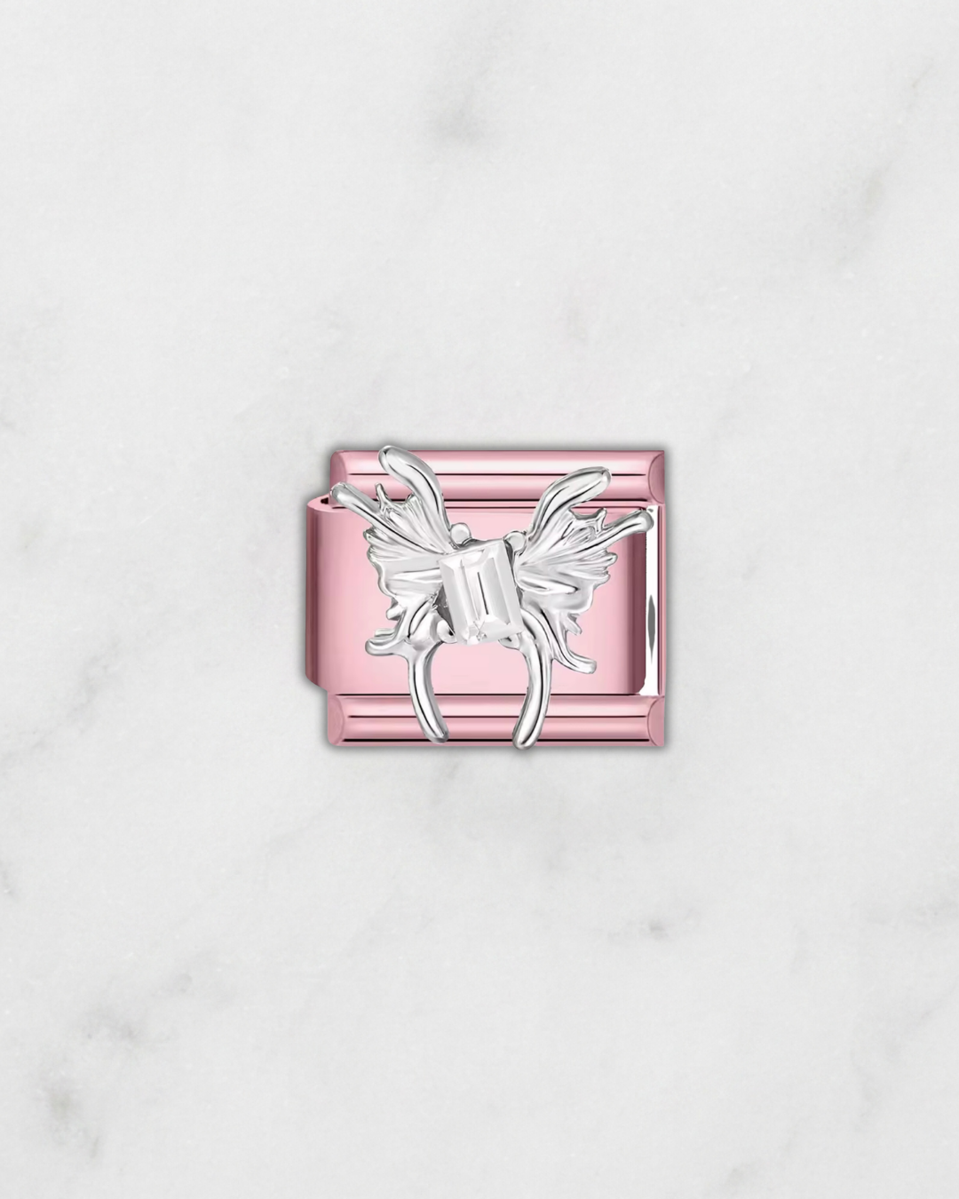 Charm Papillon Argent et Rose
