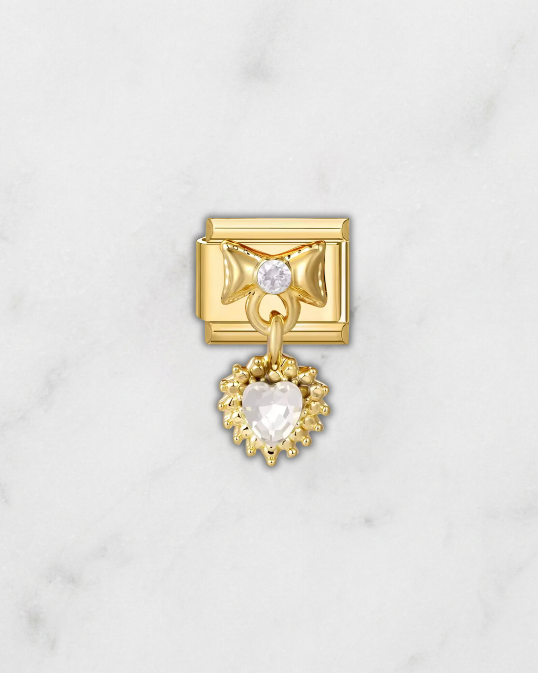 Charm doré cœur en cristal