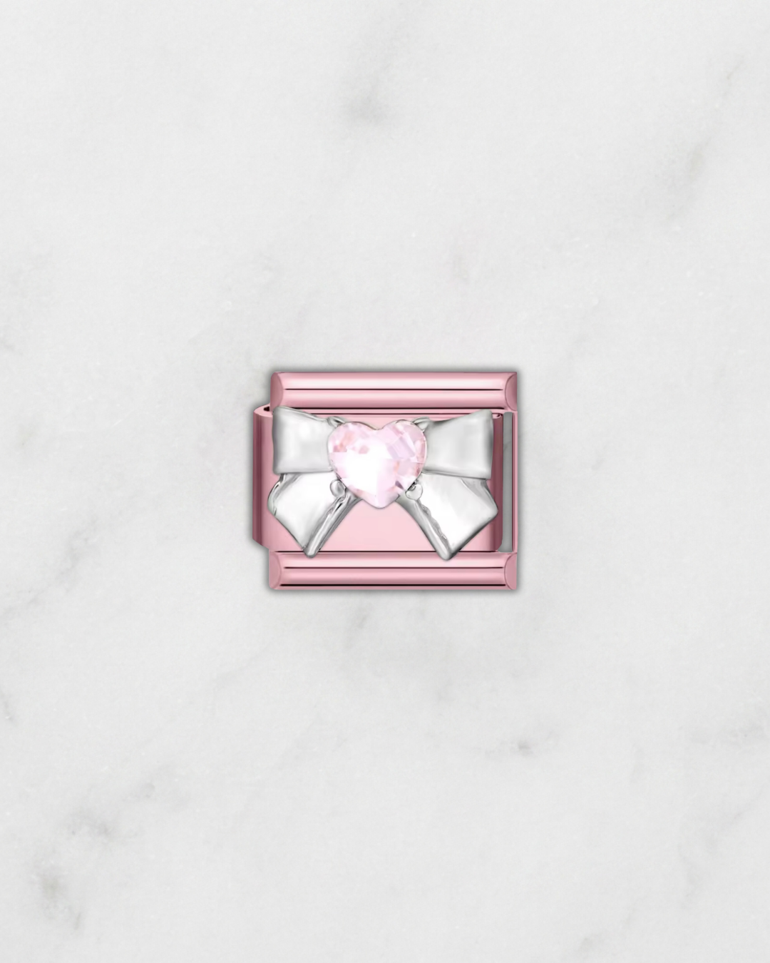 Charm rose noeud acier