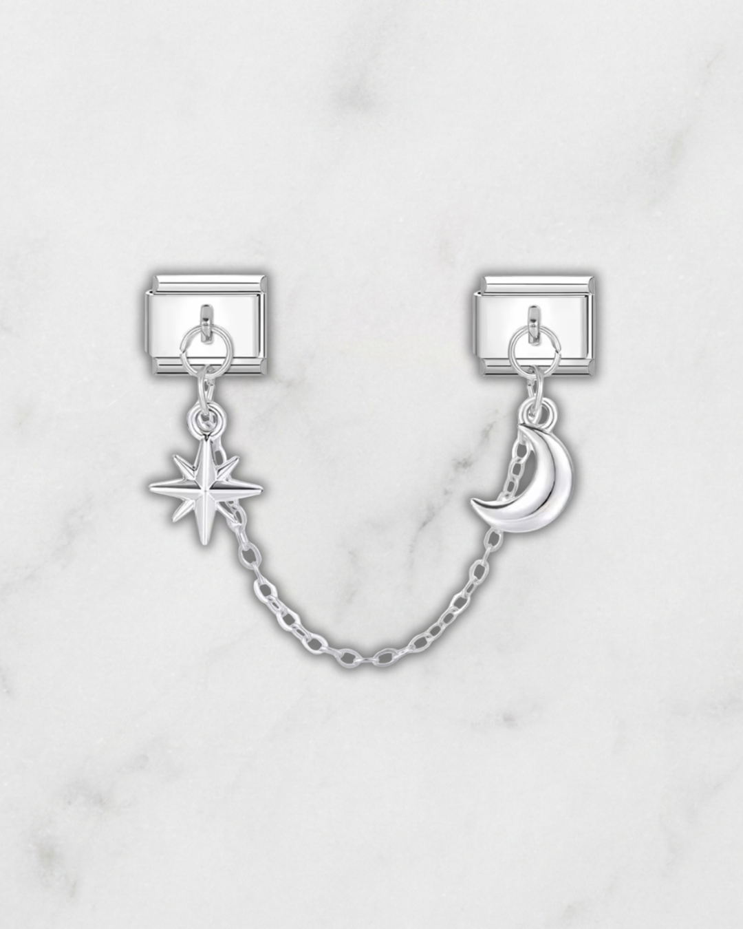 Charm Chaîne Étoile & Lune Argentée