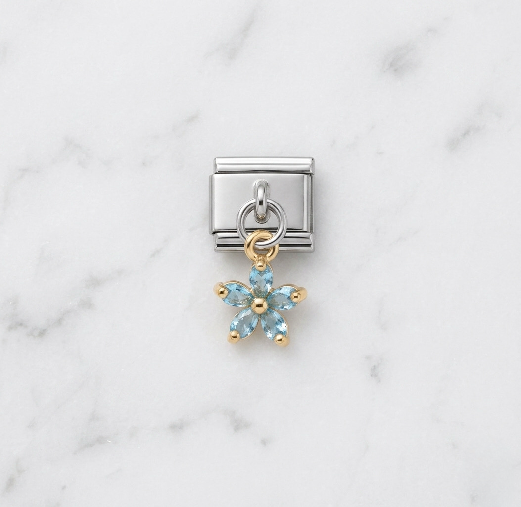 Charm fleur scintillante