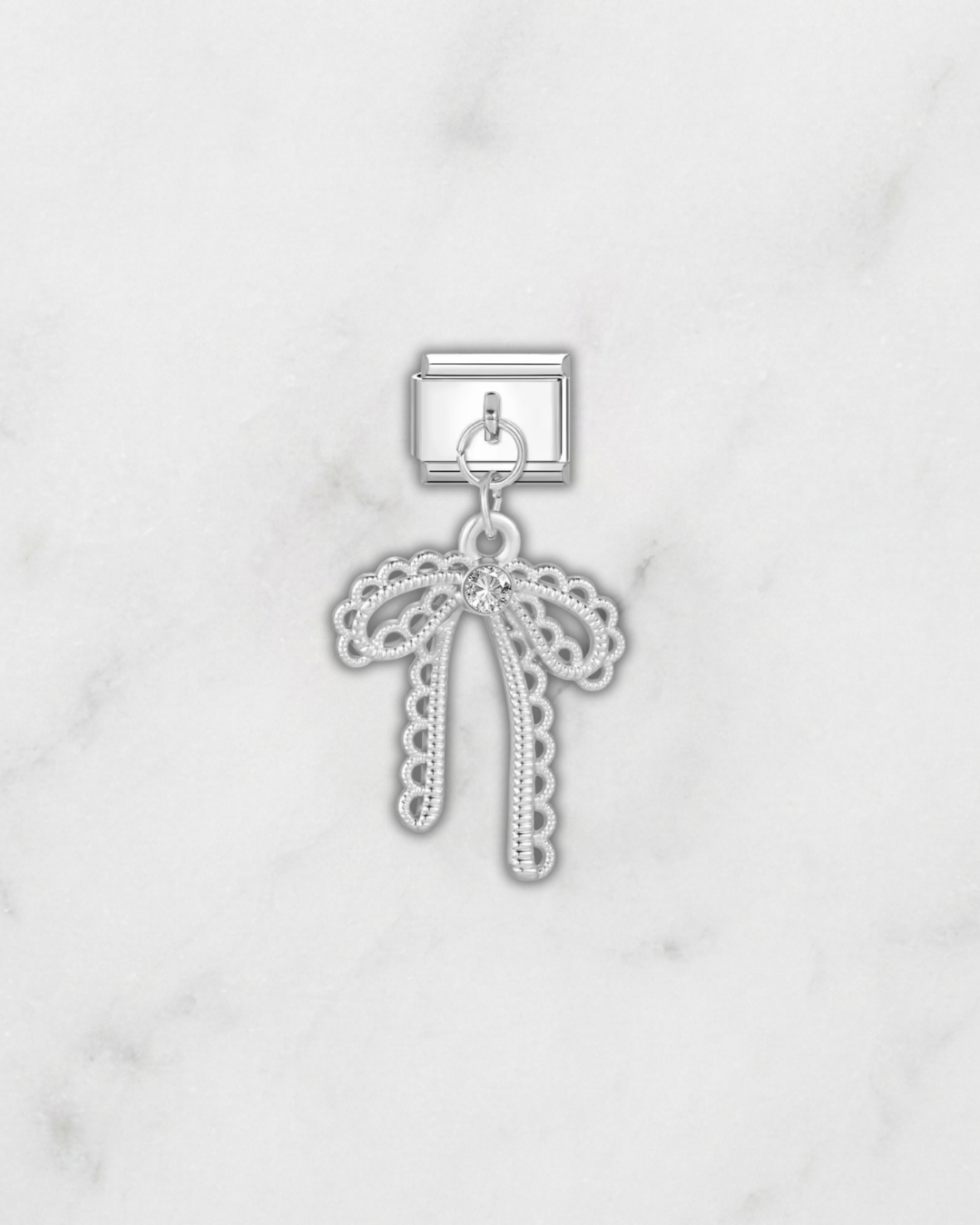 Charm Argent Nœud Dentelle
