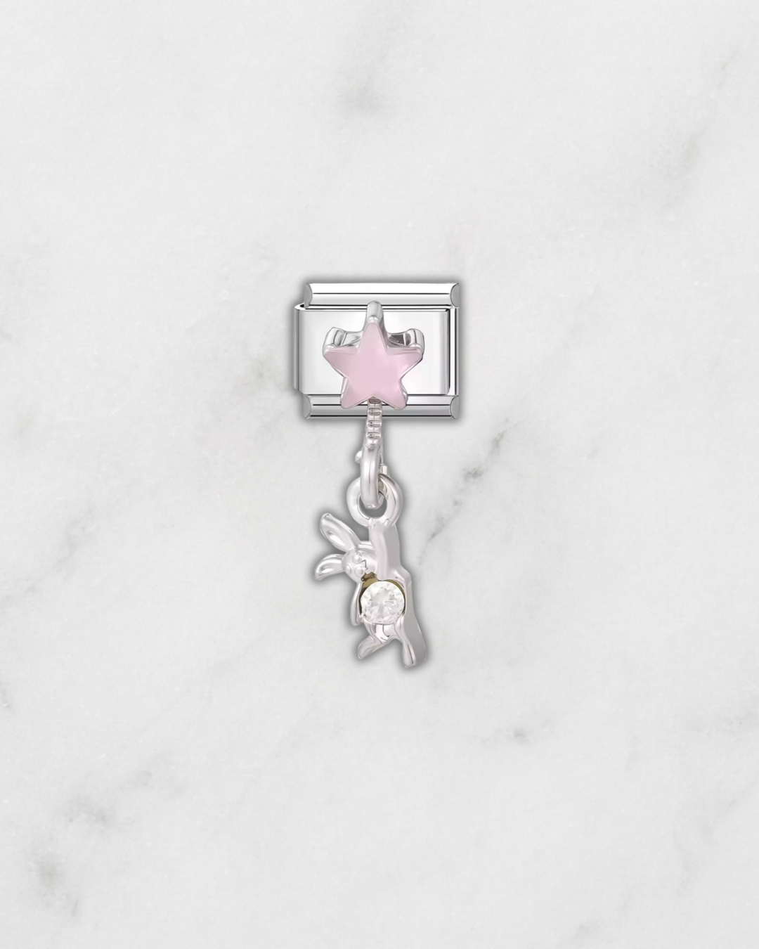 Charm étoile rose & lapin