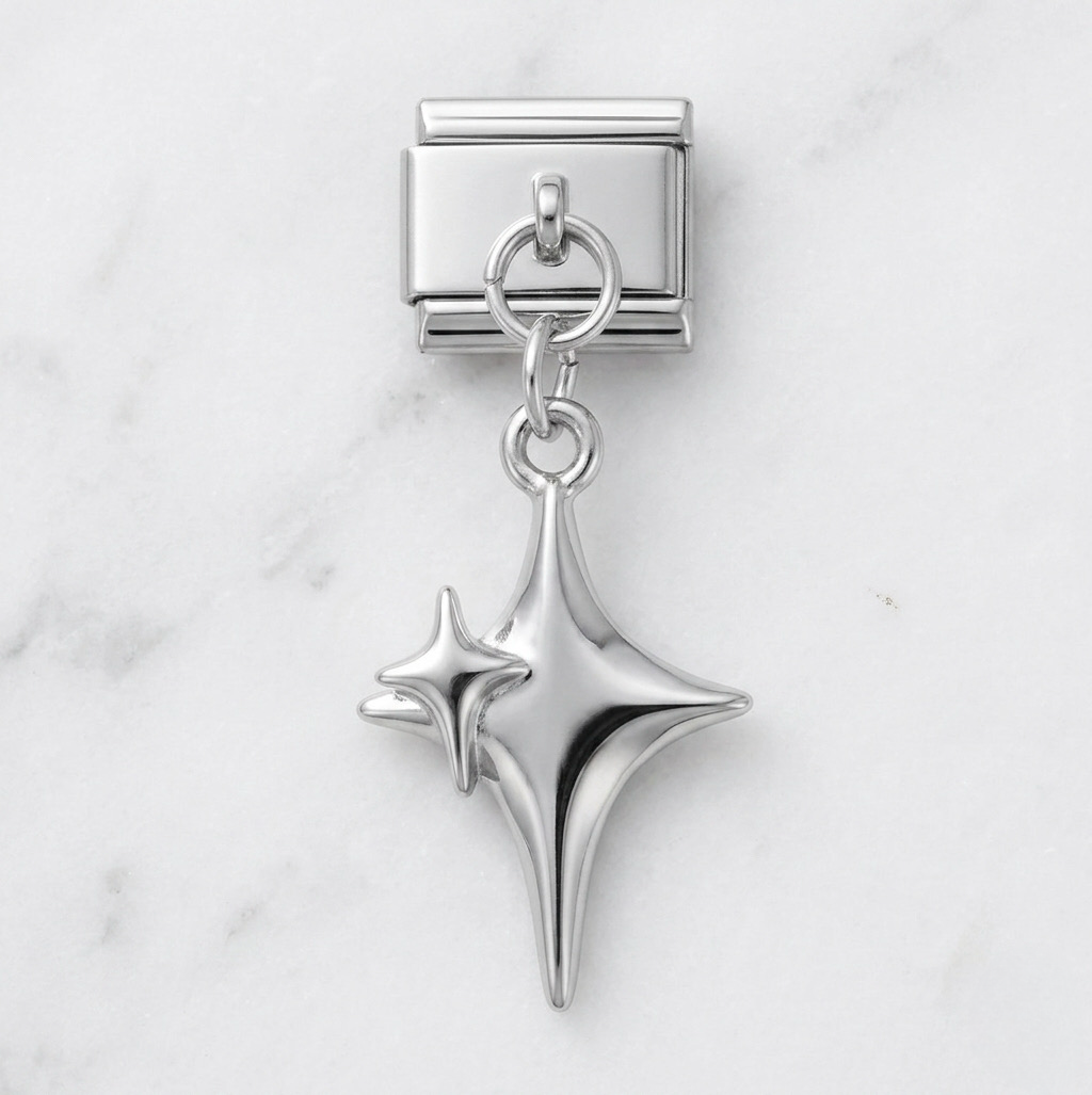 Charm  Double Étoiles Argentée
