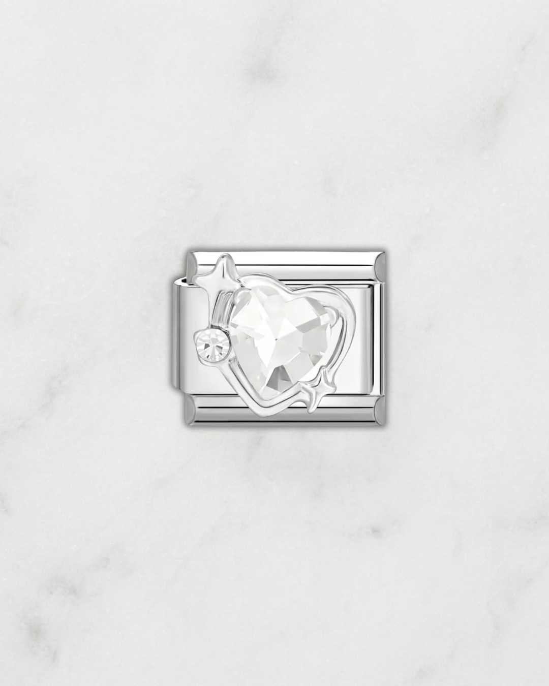 Charm  argenté cœur cristal